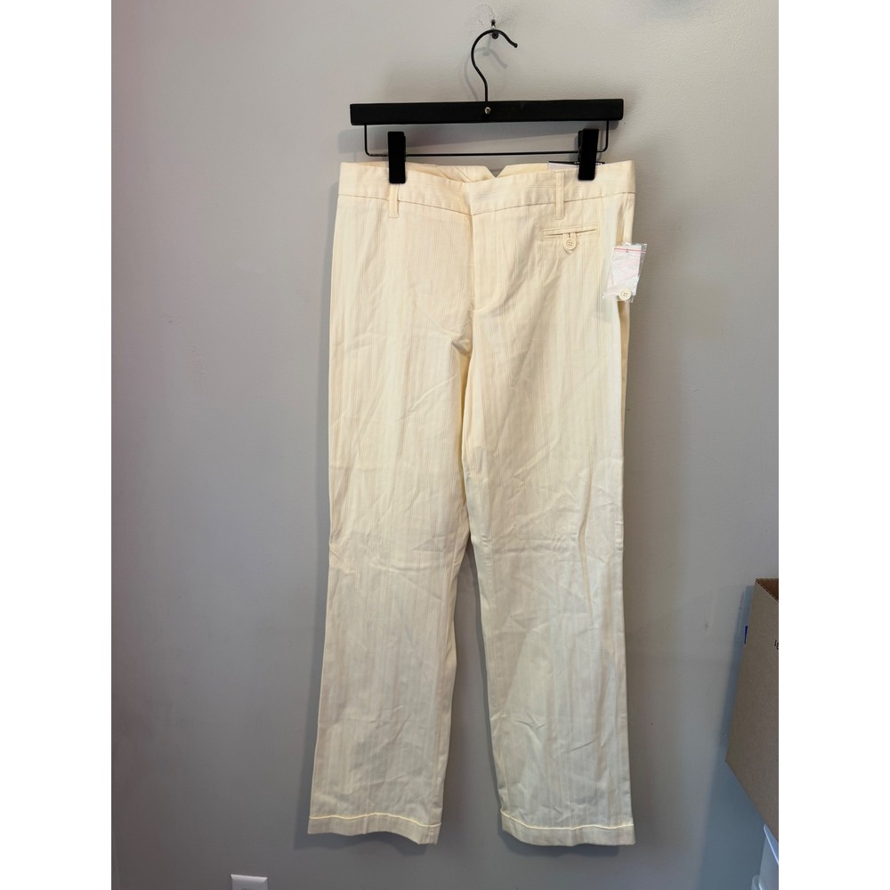Cato Contemporary Cream Striped Dress Pants Lower Rise Slim Thigh Size 10 NWT